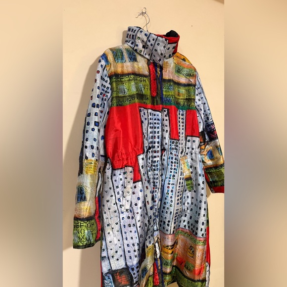 UbU Reversible Art Print Puffer Coat | Vintage Cityscape Jacket | M/L - Picture 3 of 9